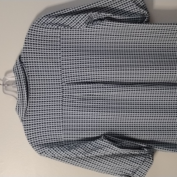 J. McLaughlin Luxury Blue and White Midi Shirt Dress Preppy Minimalist - Picture 11 of 16